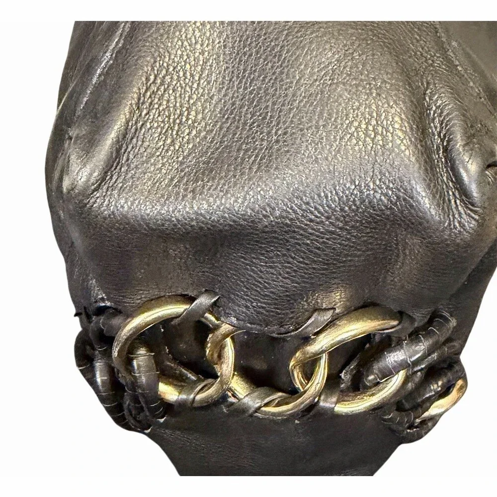 Michael Kors Black ID Chain Large Hobo Shoulder Bag W/Detachable Zippered Pouch